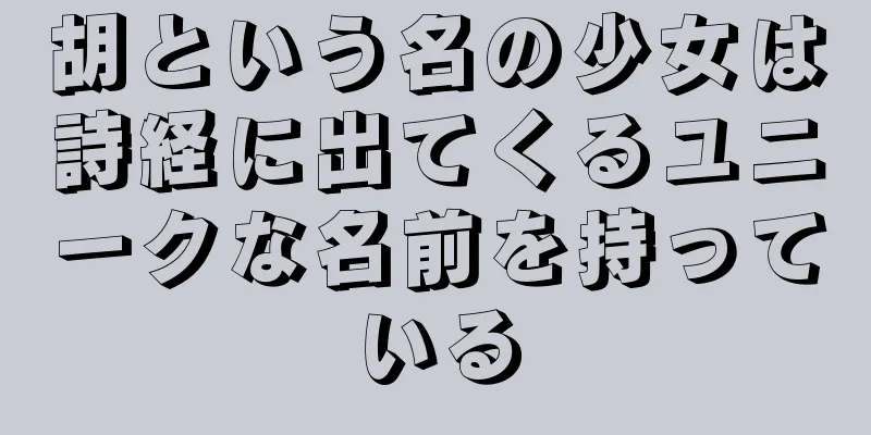 胡という名の少女は詩経に出てくるユニークな名前を持っている