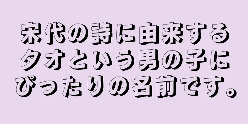 宋代の詩に由来するタオという男の子にぴったりの名前です。