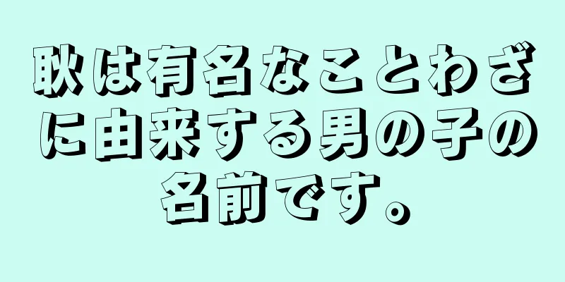 耿は有名なことわざに由来する男の子の名前です。