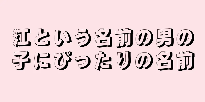 江という名前の男の子にぴったりの名前