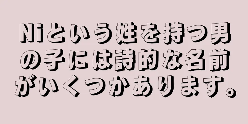 Niという姓を持つ男の子には詩的な名前がいくつかあります。
