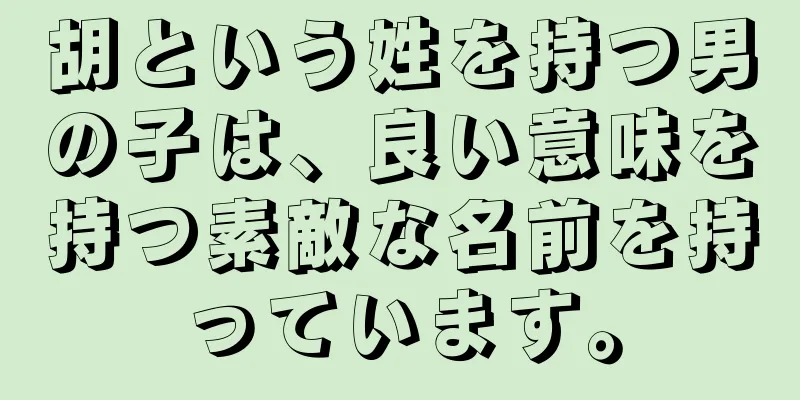 胡という姓を持つ男の子は、良い意味を持つ素敵な名前を持っています。
