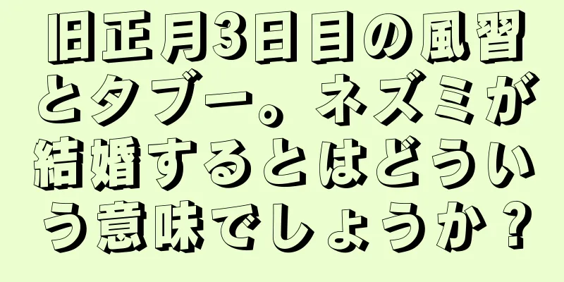 旧正月3日目の風習とタブー。ネズミが結婚するとはどういう意味でしょうか？