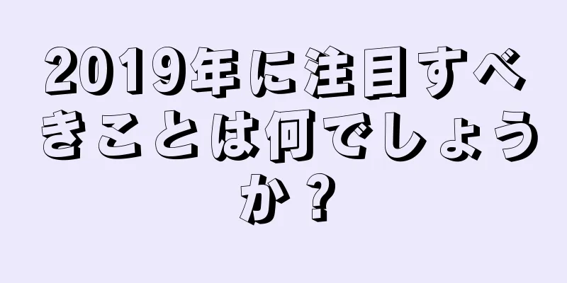 2019年に注目すべきことは何でしょうか？