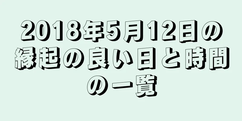 2018年5月12日の縁起の良い日と時間の一覧