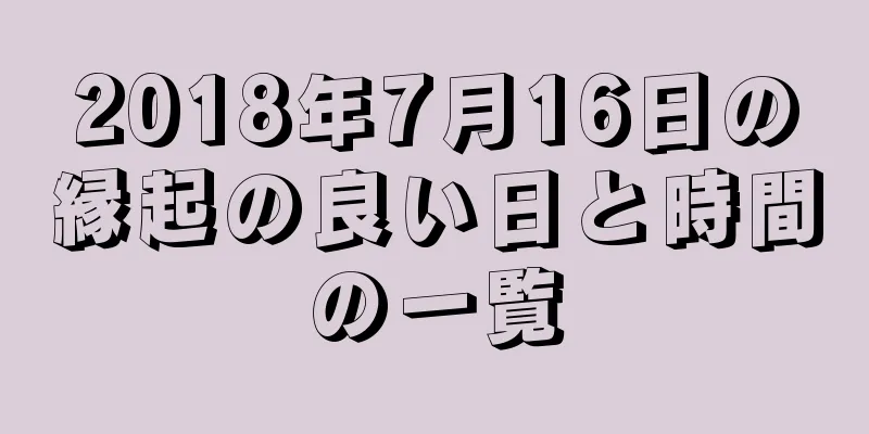 2018年7月16日の縁起の良い日と時間の一覧