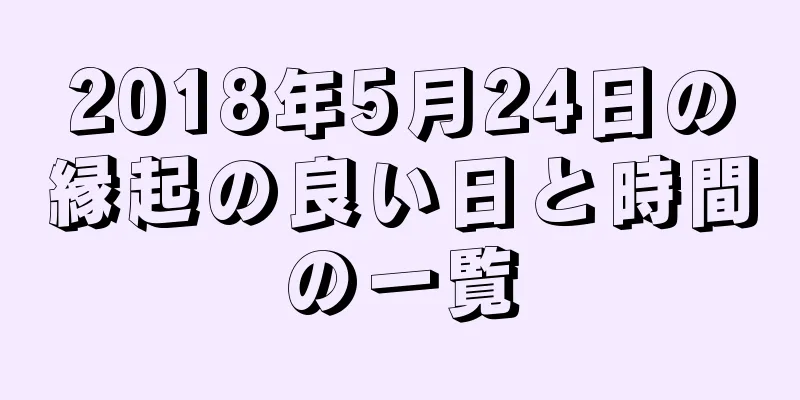 2018年5月24日の縁起の良い日と時間の一覧