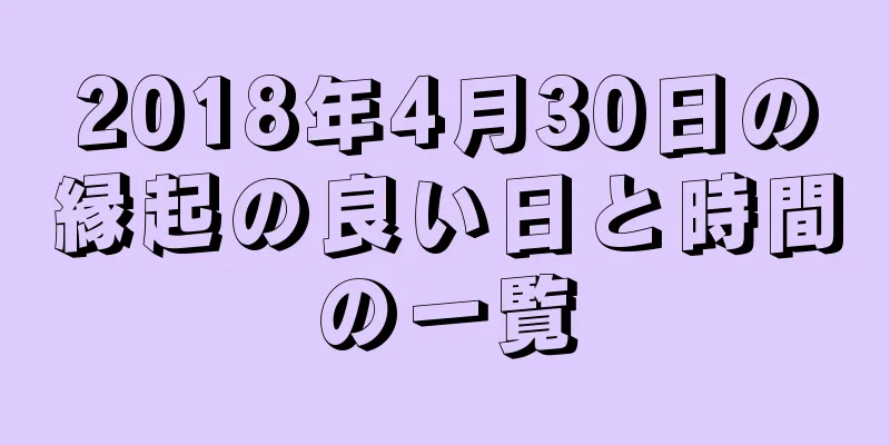 2018年4月30日の縁起の良い日と時間の一覧