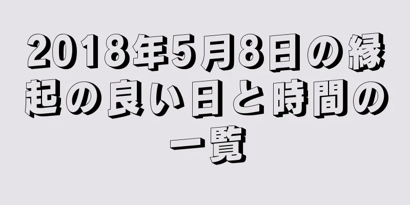 2018年5月8日の縁起の良い日と時間の一覧