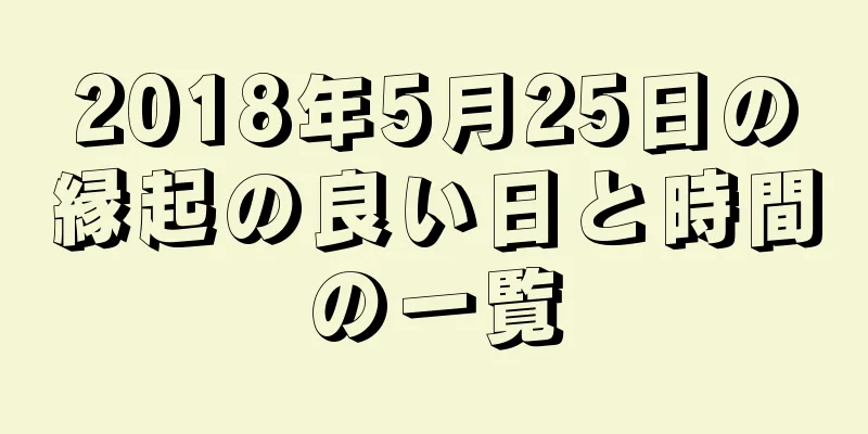 2018年5月25日の縁起の良い日と時間の一覧