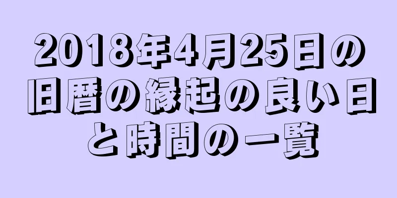 2018年4月25日の旧暦の縁起の良い日と時間の一覧