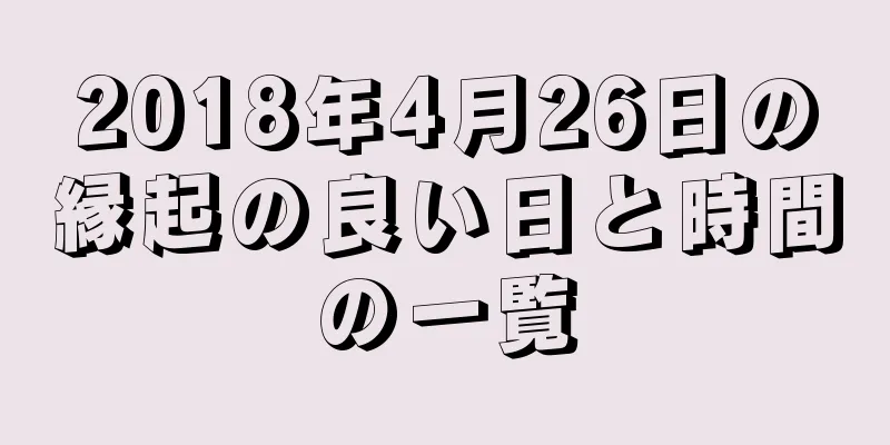 2018年4月26日の縁起の良い日と時間の一覧