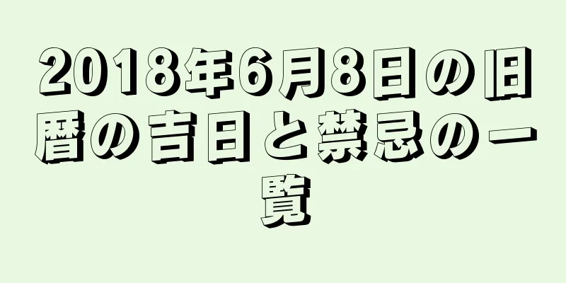 2018年6月8日の旧暦の吉日と禁忌の一覧