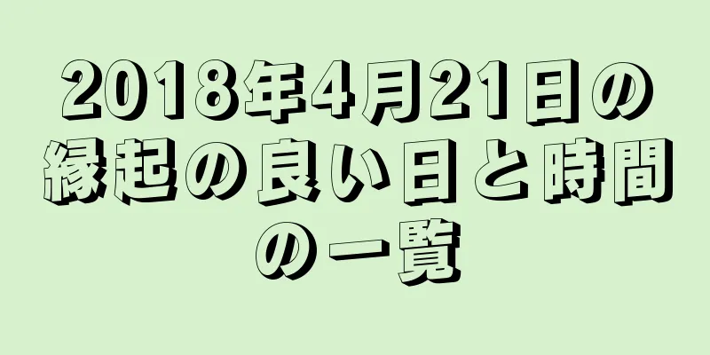 2018年4月21日の縁起の良い日と時間の一覧