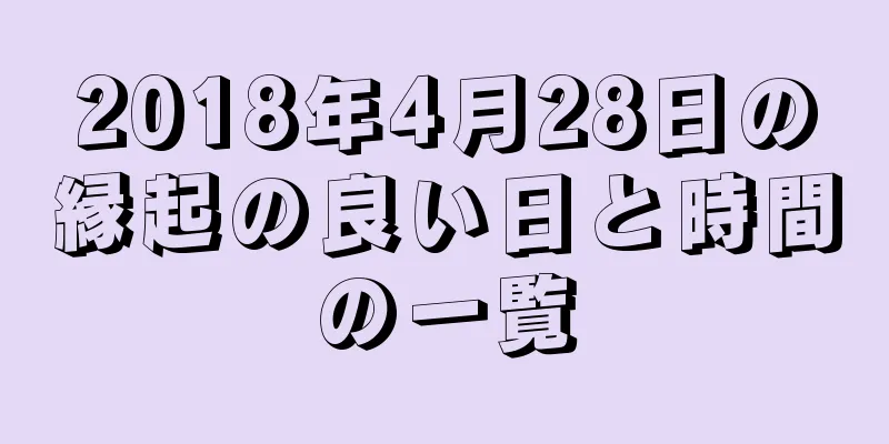 2018年4月28日の縁起の良い日と時間の一覧