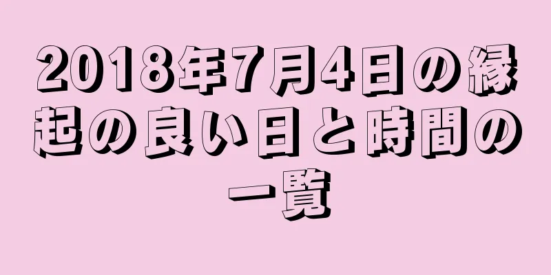 2018年7月4日の縁起の良い日と時間の一覧