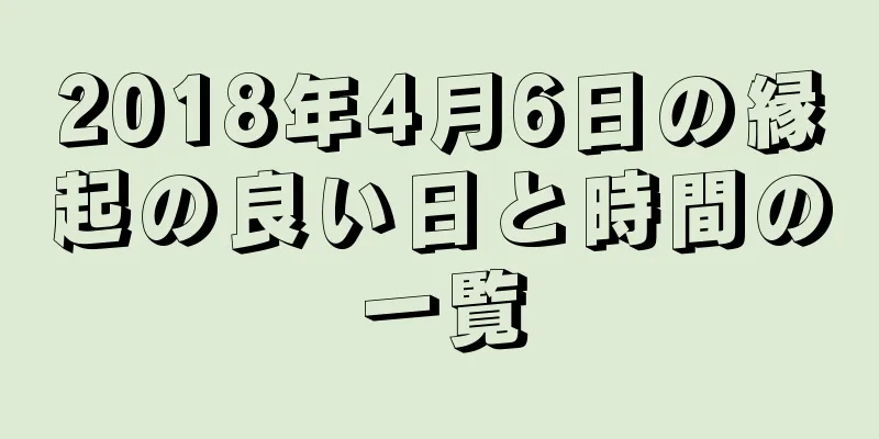 2018年4月6日の縁起の良い日と時間の一覧