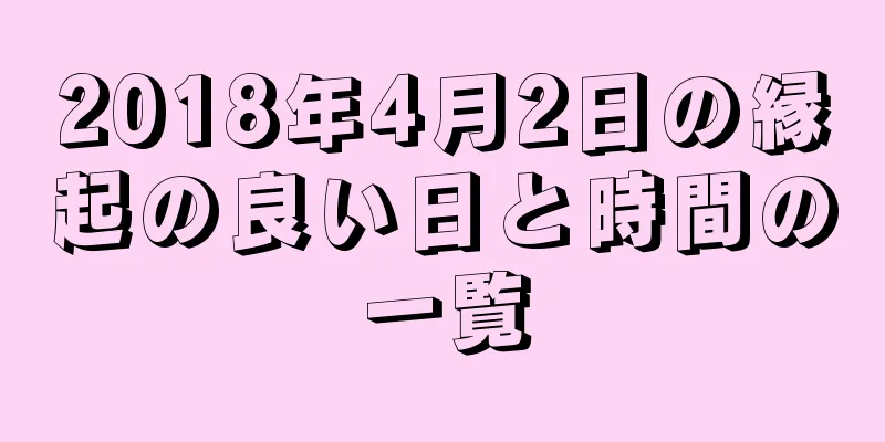 2018年4月2日の縁起の良い日と時間の一覧