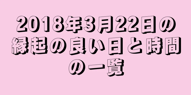 2018年3月22日の縁起の良い日と時間の一覧