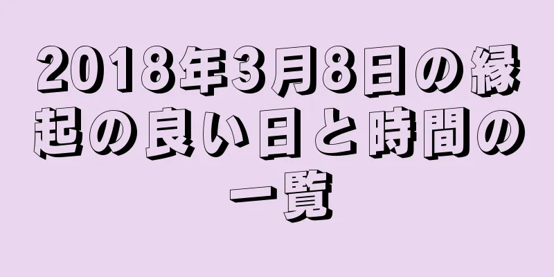 2018年3月8日の縁起の良い日と時間の一覧