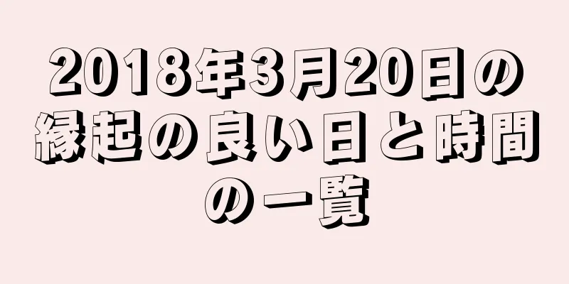 2018年3月20日の縁起の良い日と時間の一覧