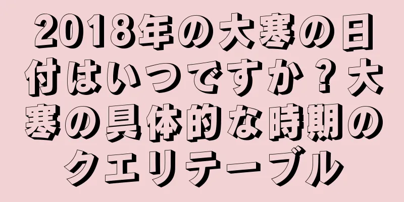 2018年の大寒の日付はいつですか？大寒の具体的な時期のクエリテーブル