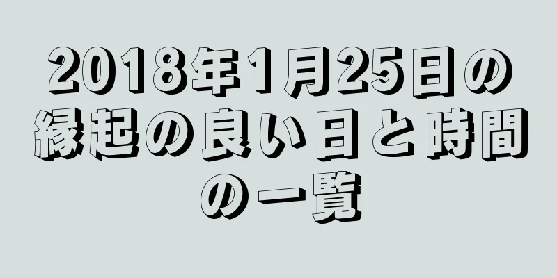 2018年1月25日の縁起の良い日と時間の一覧