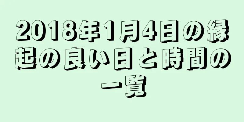 2018年1月4日の縁起の良い日と時間の一覧