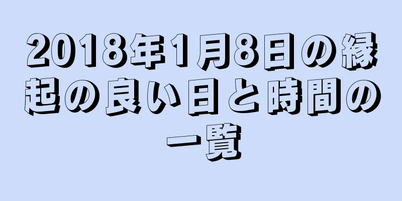 2018年1月8日の縁起の良い日と時間の一覧