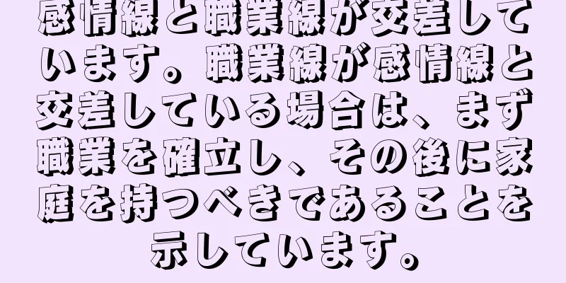 感情線と職業線が交差しています。職業線が感情線と交差している場合は、まず職業を確立し、その後に家庭を持つべきであることを示しています。