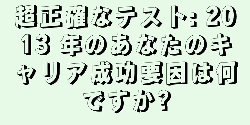 超正確なテスト: 2013 年のあなたのキャリア成功要因は何ですか?