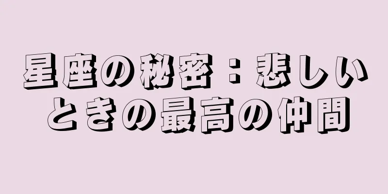 星座の秘密：悲しいときの最高の仲間