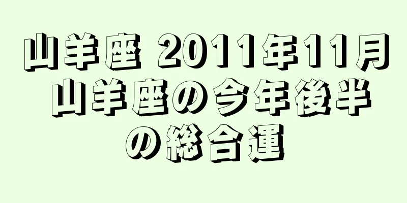 山羊座 2011年11月 山羊座の今年後半の総合運