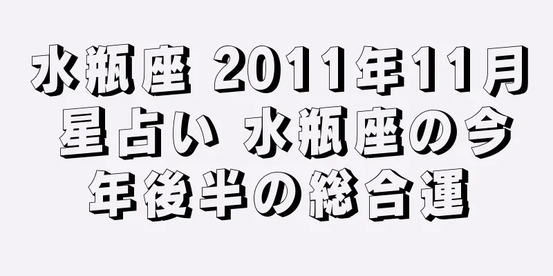 水瓶座 2011年11月 星占い 水瓶座の今年後半の総合運