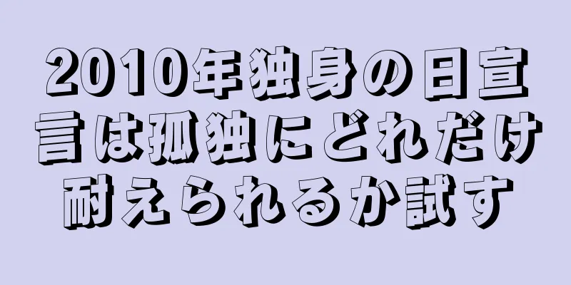 2010年独身の日宣言は孤独にどれだけ耐えられるか試す
